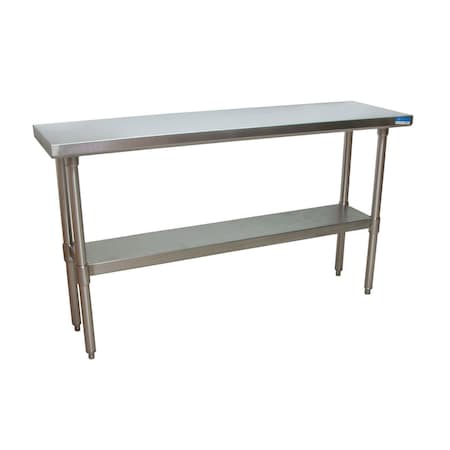 Flat Top Work Table Stainless Steel W/Galvanized Undershelf 60Wx18D